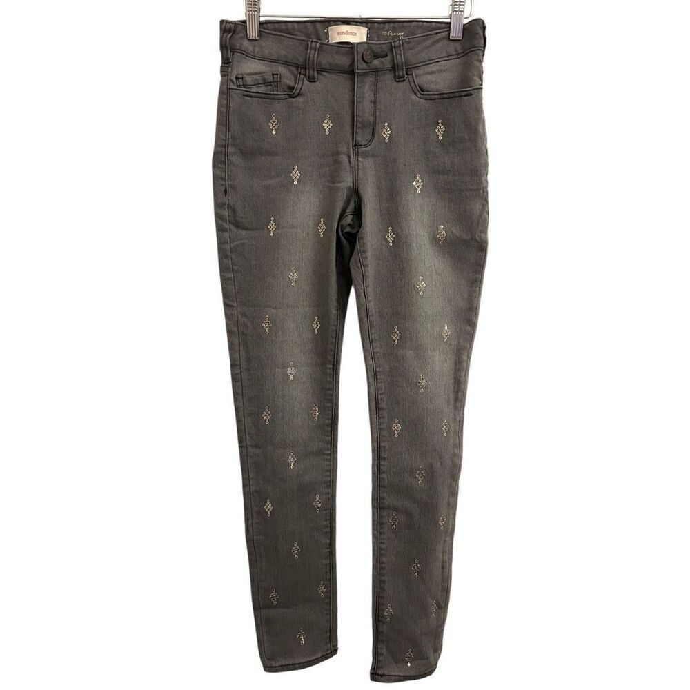 SUNDANCE Gray Primrose Party Sequined Jeans Size 27 bling diamond